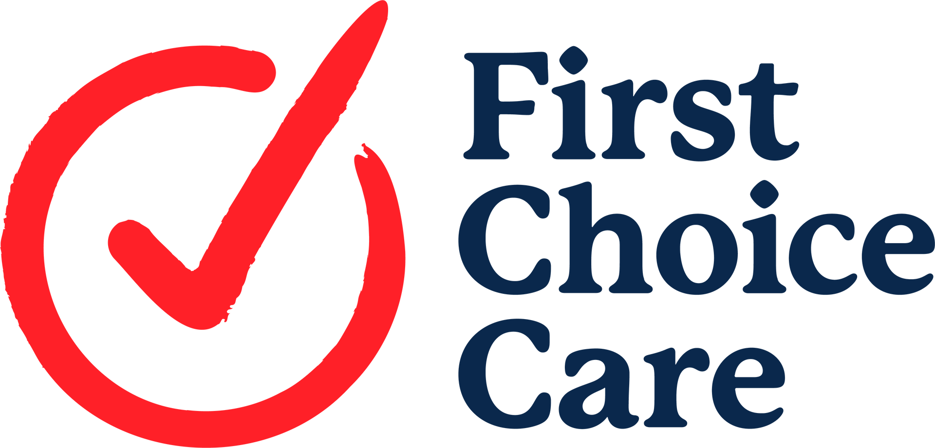 The first choice care logo has a check mark in the middle.