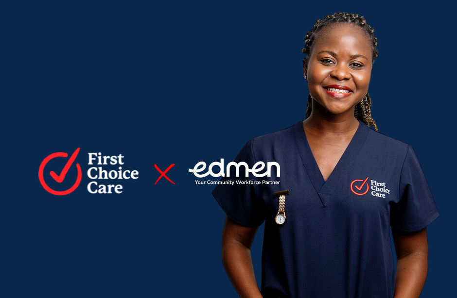 Personal Care Workers with First Choice Care Navy Shirt
