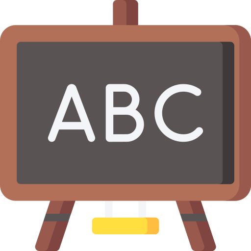 A blackboard with the word abc written on it.