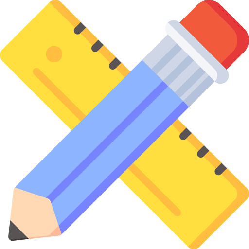 A pencil and ruler crossed over each other on a white background.