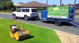 aaa lawn care and vertimowing van on lawn