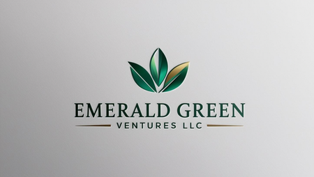 A logo for emerald green ventures llc with three green leaves