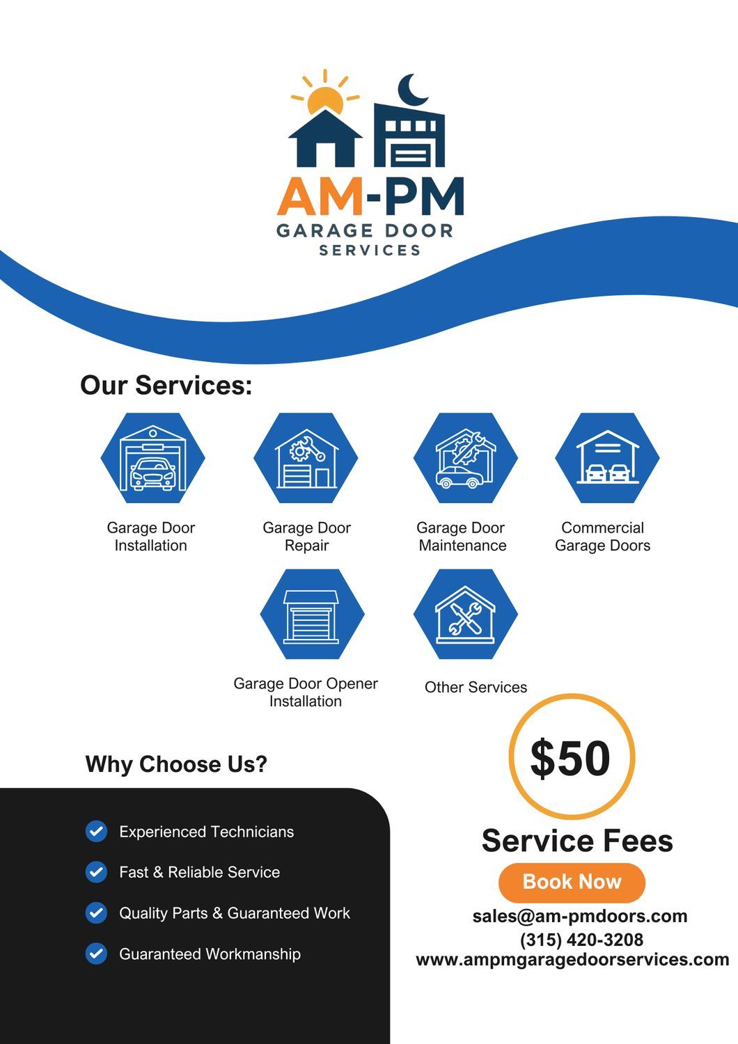 Garage interior with a partially open white door, orange ladder, and garage door opener.