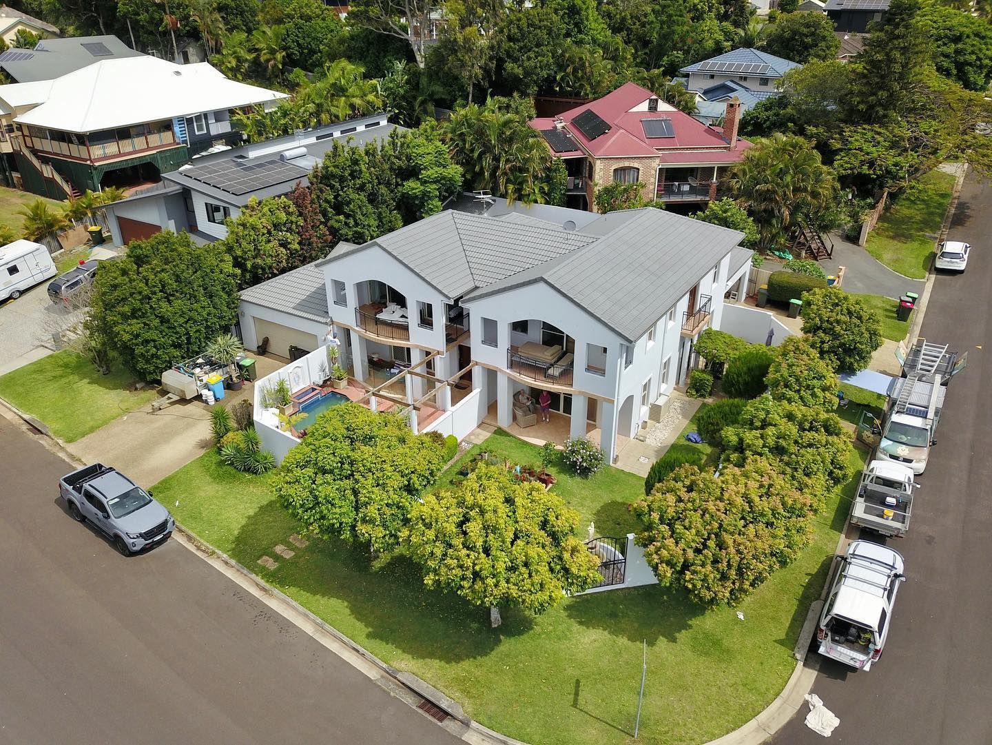 Aerial View of a Two-story White House With a Gray Roof — All Coast Painting in Tweed Heads South, NSW