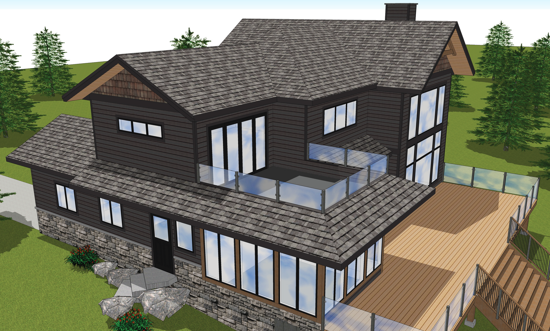 Architectural rendering of a cottage as part of a comprehensive design process.