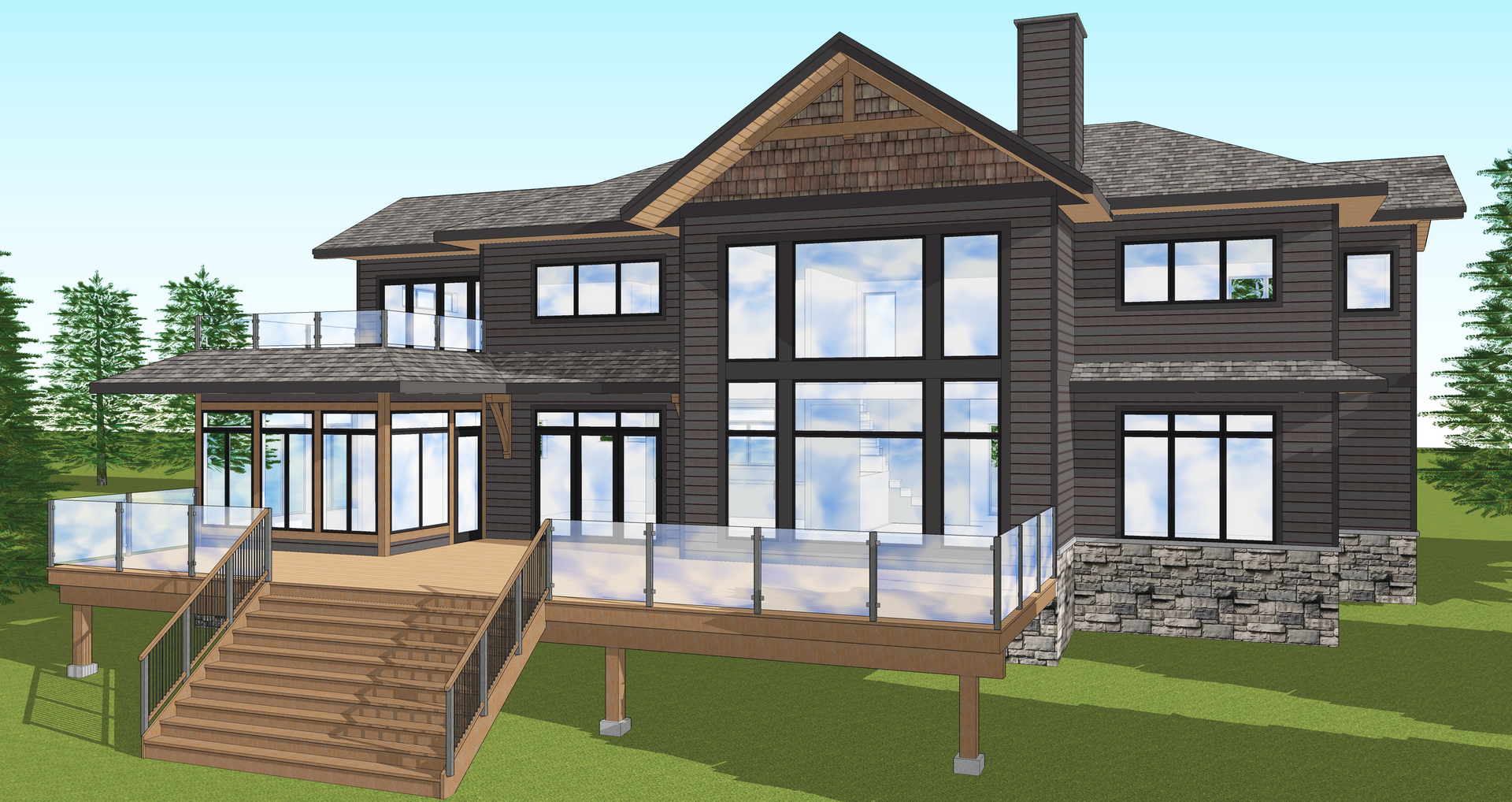 Finished 3D architectural design drawing of cottage