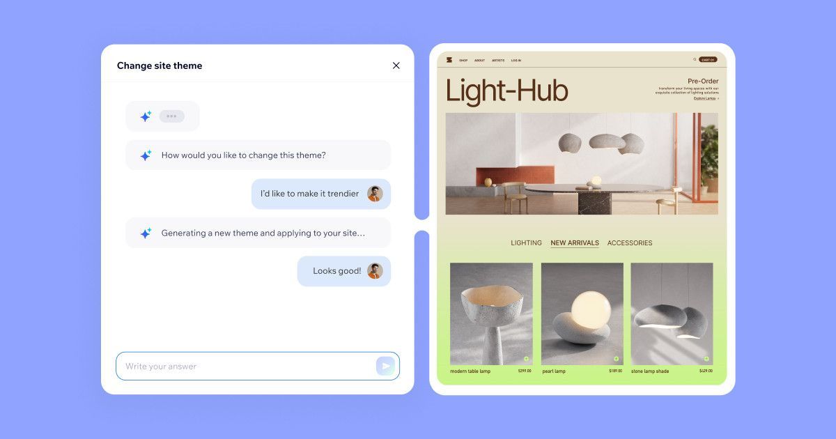 A screenshot of a website and a screenshot of a chat on a tablet.