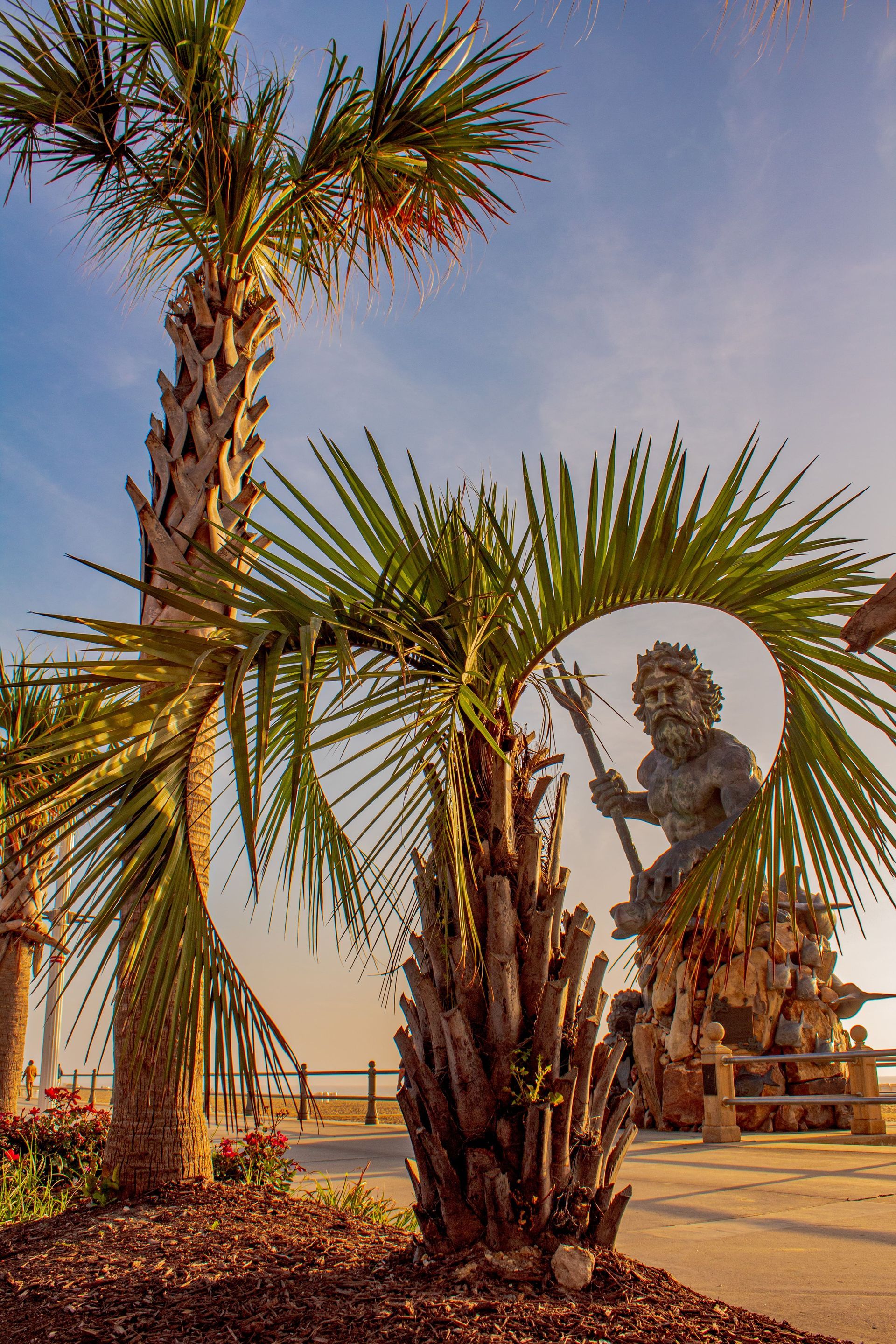 Palm Tree & Poseidon statue Myrtle Beach
