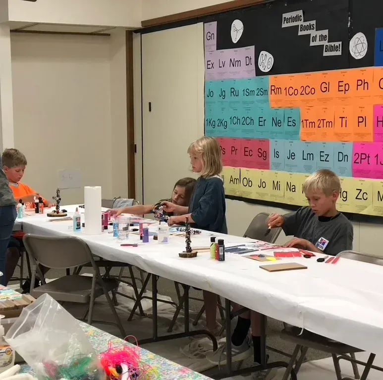 Zion Lutheran Church - Vassar, KS - Children working on Crafts