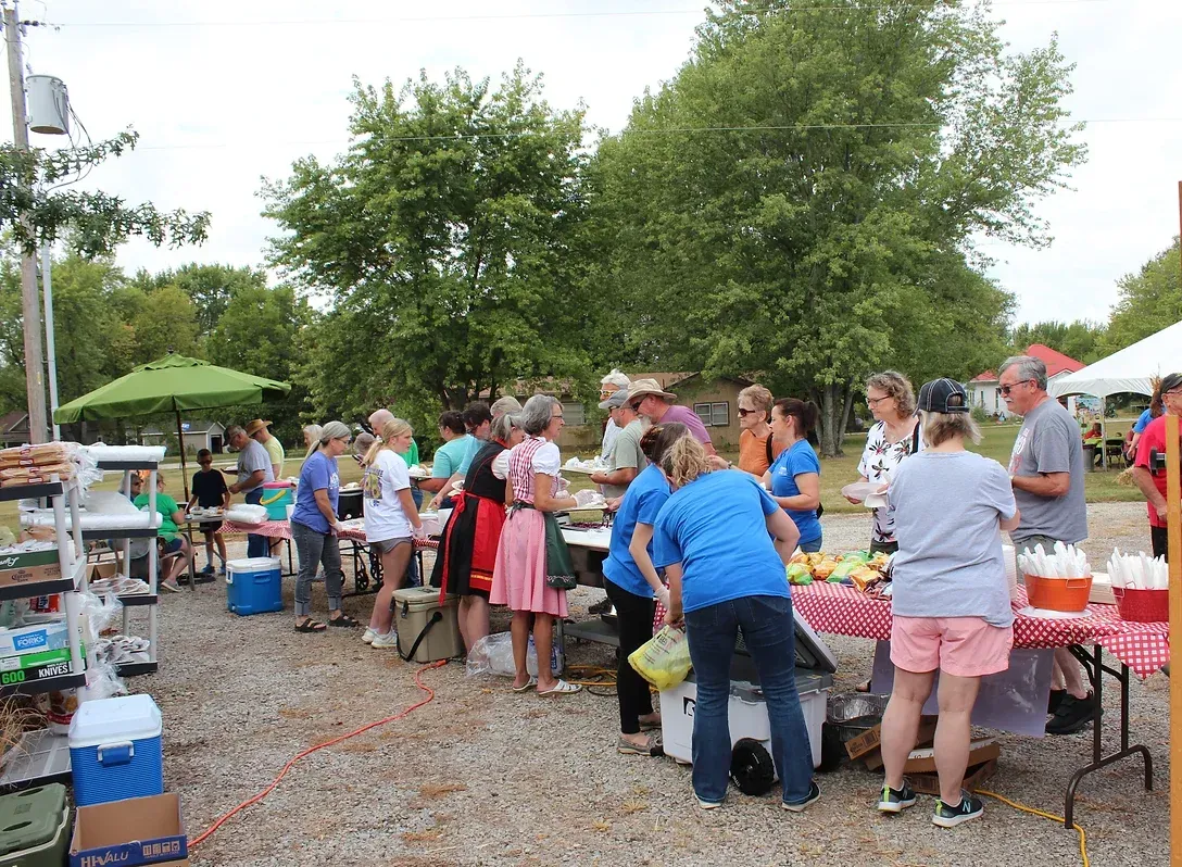Zion Lutheran Church - Vassar, KS - Germanfest - Busy at Tables