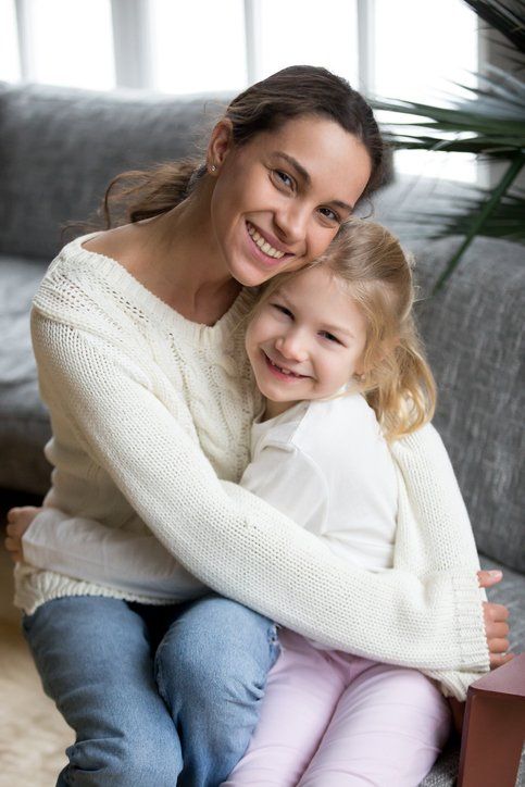 Loving mother and daughter