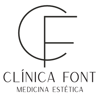 Un logotipo para dermoestetica font con una letra d en un círculo.