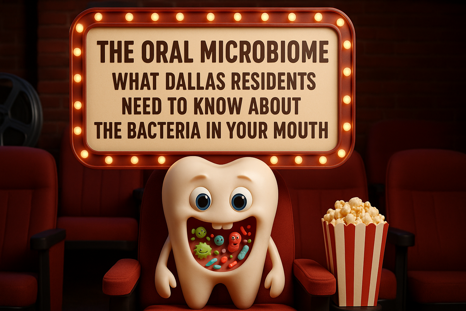 A colorful illustration showing oral bacteria.