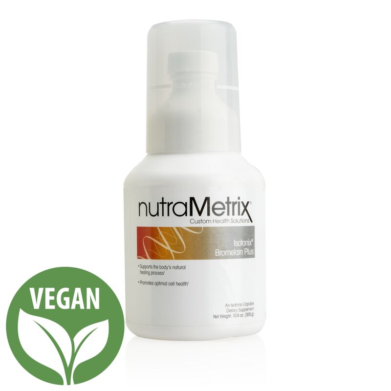 a white bottle of nutrametrix is vegan