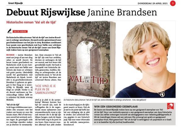 Artikel in Groot Rijswijk dagblad