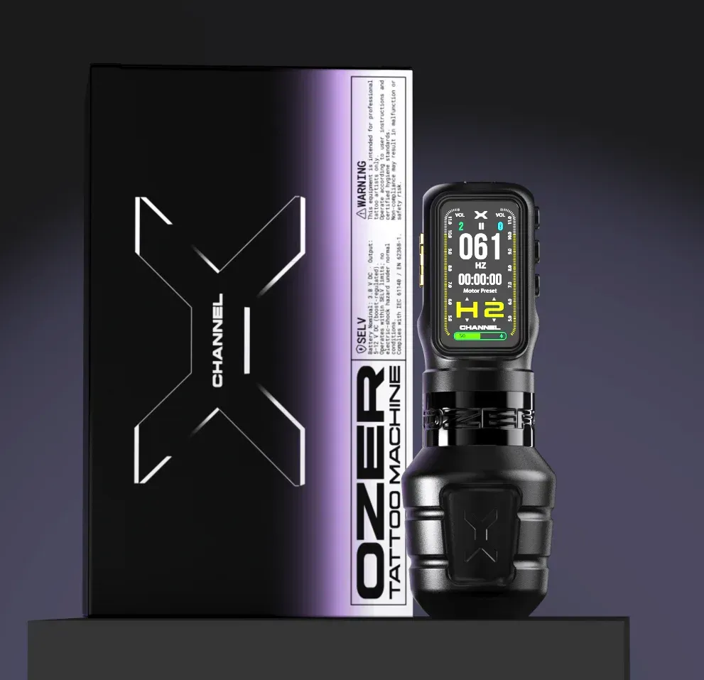 OZER Wireless Black Tattoo Machine Features a powerful motor and OLED multifunction