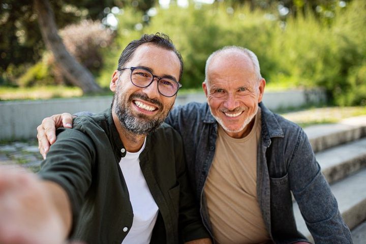 Happy senior father with his adult son | Canberra, ACT | Kingston Natural Therapies Centre