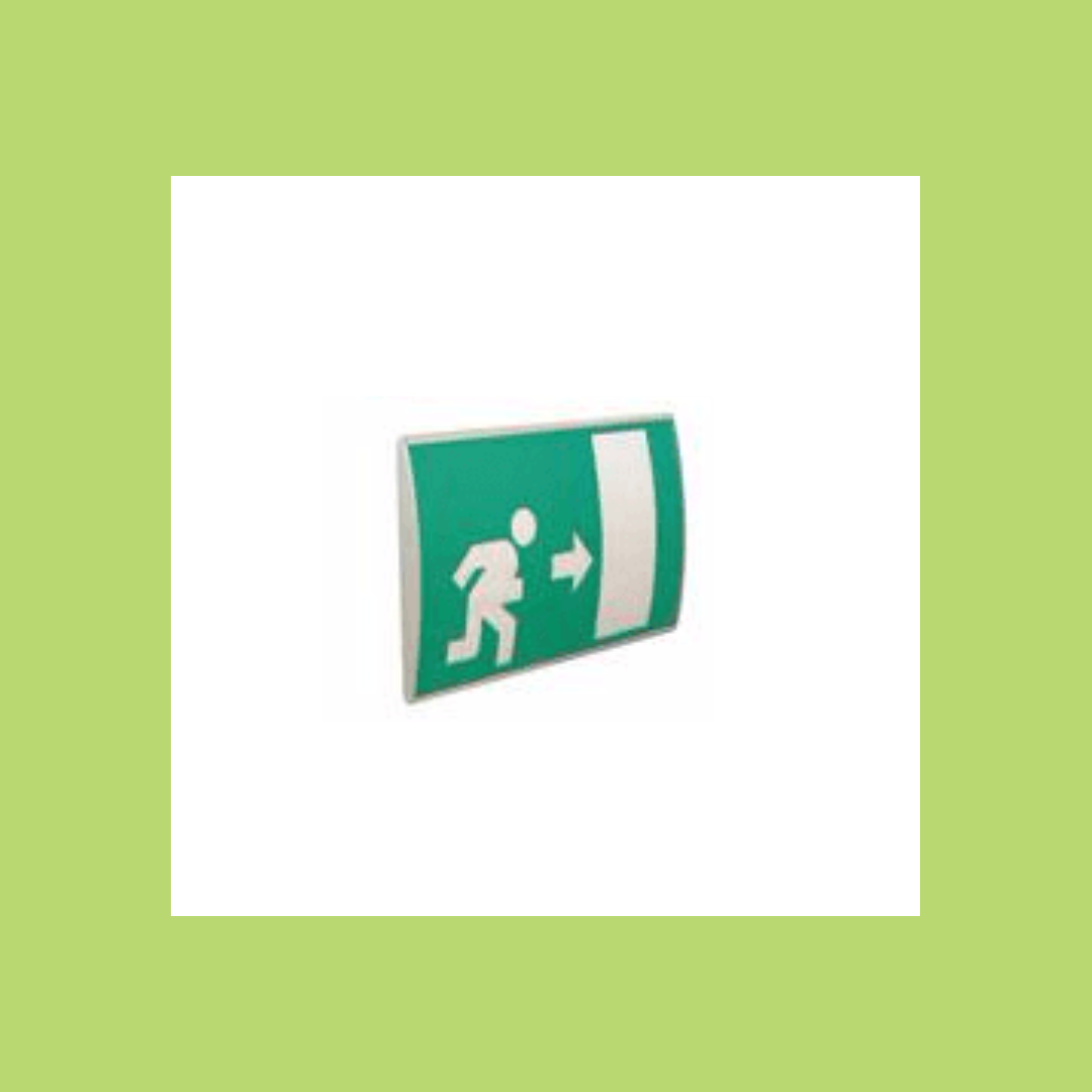 Un segnale di uscita verde con una freccia bianca che punta a destra