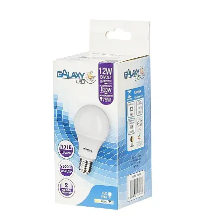 Uma lâmpada branca ao lado de sua caixa