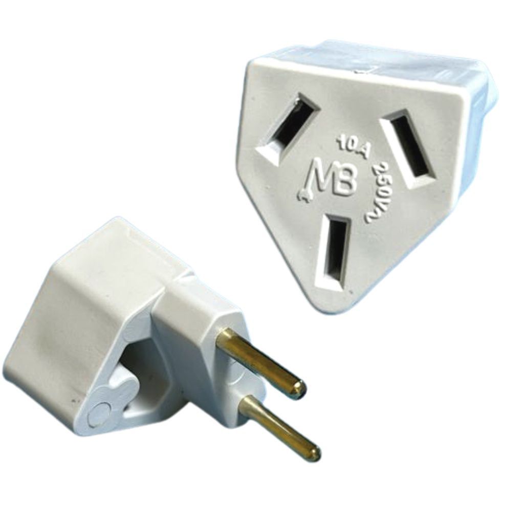 Três tipos diferentes de plugues são mostrados em um fundo branco