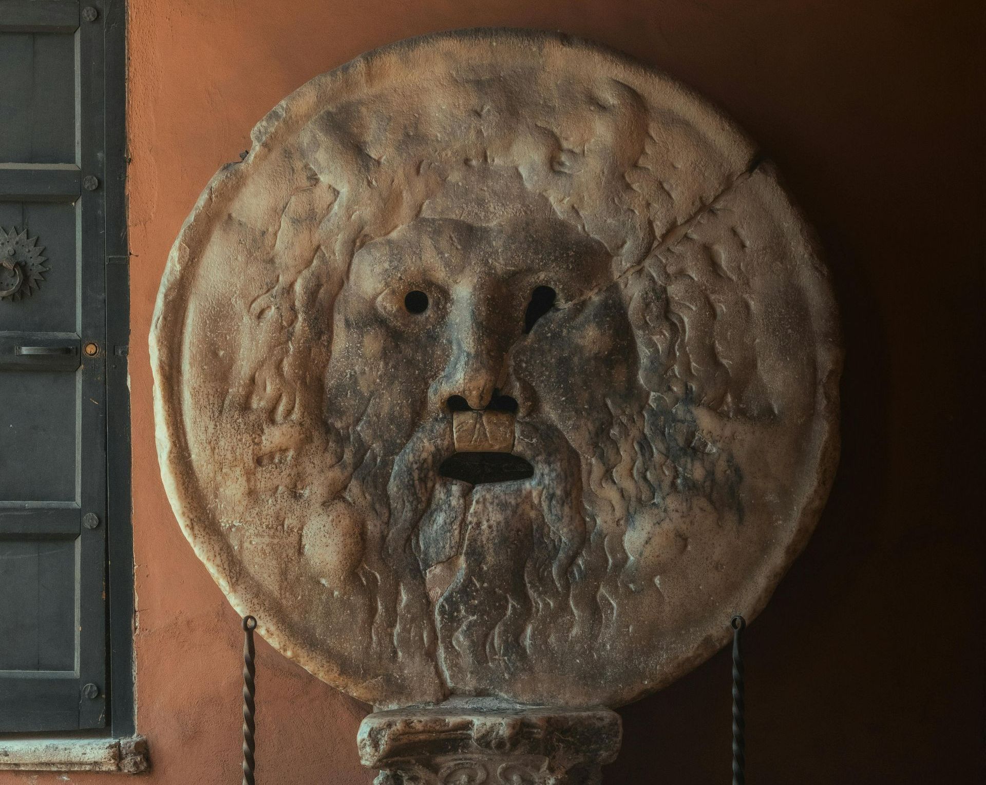 The Mouth of Truth, an ancient stone mask in the Basilica of Santa Maria in Cosmedin in Rome