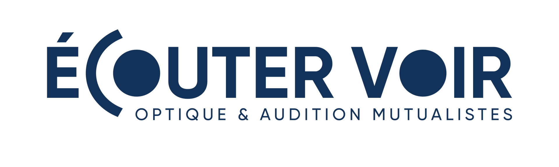 A blue and white logo for outer voir audition mutualiste