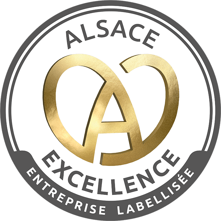 Un logo pour l'excellence alsacienne avec un bretzel au centre