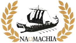 Logo di una nave a vela nera con rami di alloro dorati e la scritta 