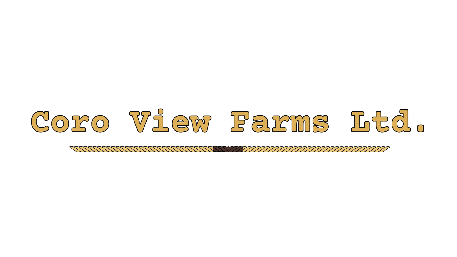 Coro View Farms Ltd. logo in tan typewriter font, above a thin decorative line.
