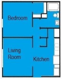 Floor Plan: 2 Bed · 1 Bath · 620 SQ. FT.