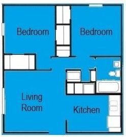 Floor Plan: 2 Bed · 1 Bath · 820 SQ. FT.
