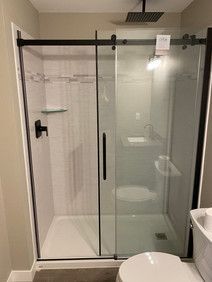 Glass Shower Door Installed — Holmen, WI — Melde Plumbing