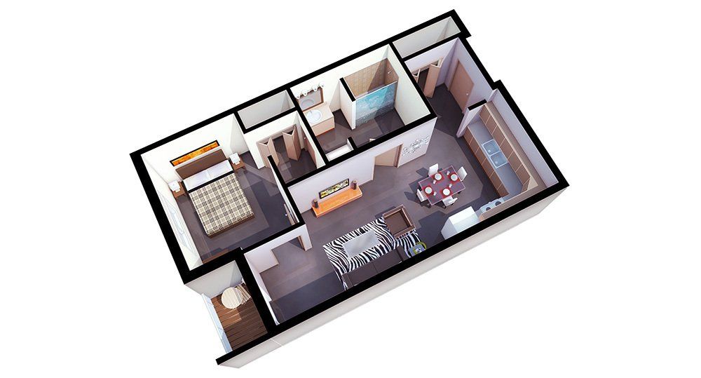 1 Bed, 1 Bath Floor Plan