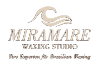 Ein Logo für das Miramare Waxing Studio mit einer Welle darauf