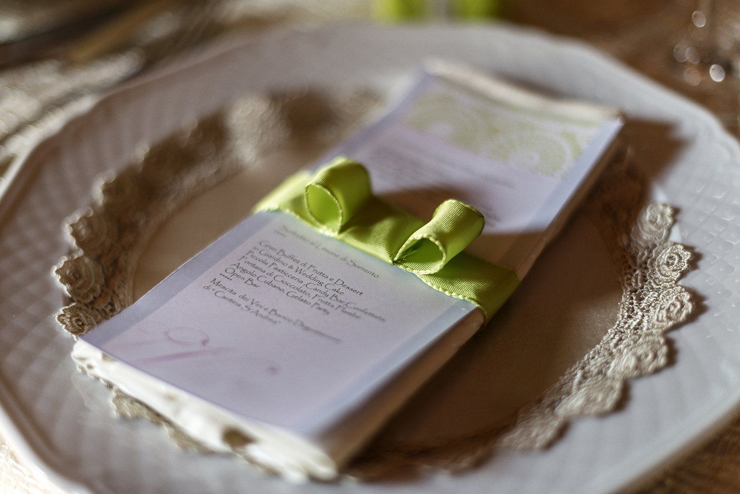 menù della location per matrimoni a Latina