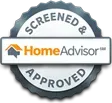 A screened and approved home advisor logo on a white background.