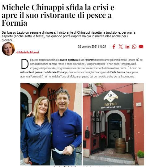 articolo di giornale michele chinappi italiaatavola.net 