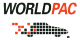 A logo for worldpac with a map on it