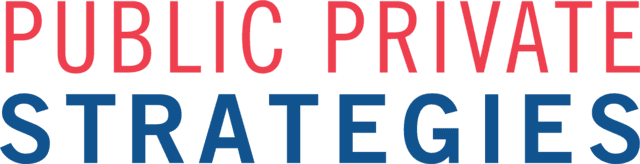 A blue and red logo for public private strategies