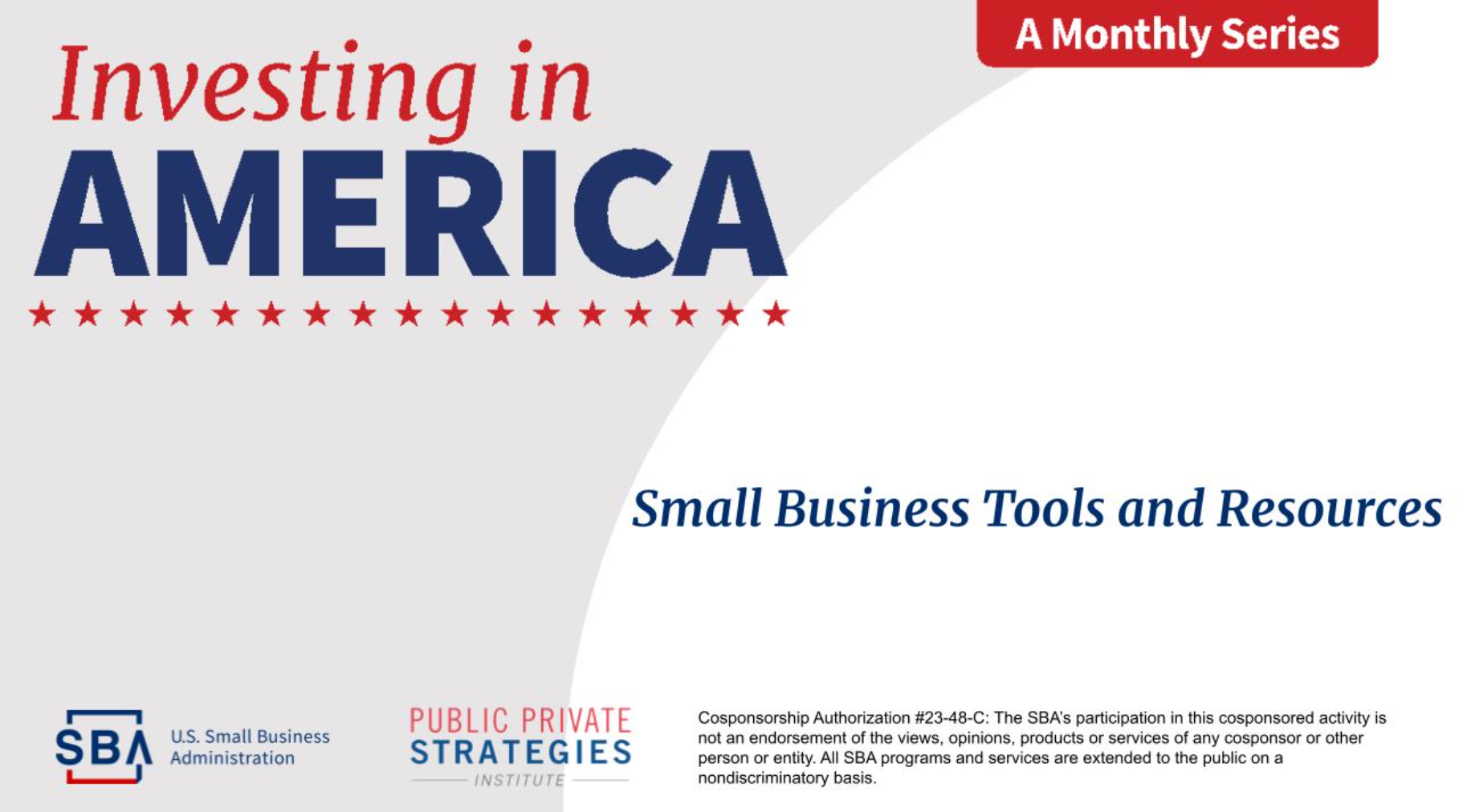 A monthly series of small business tools and resources