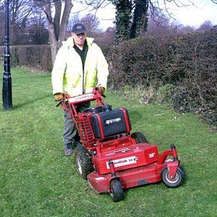 large red insutrial lawnmower
