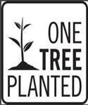 A sign that says `` one tree planted '' with a plant growing out of the ground.