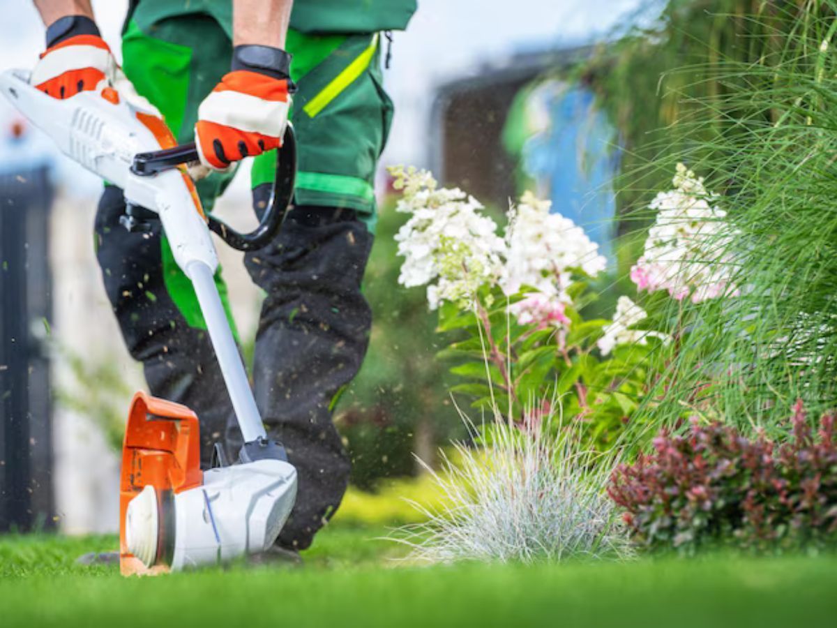 A park with a wooden bench and a white picket fence.