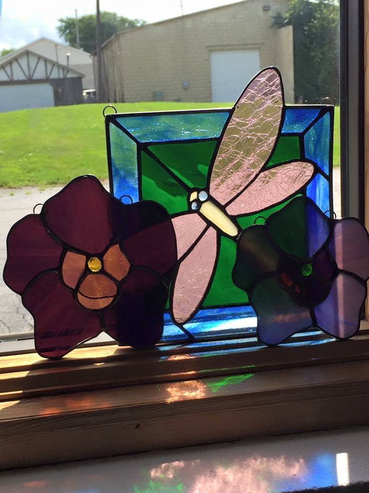 Flowers And Butterfly Glass Art — Dyer, IN — The Cracked Glass