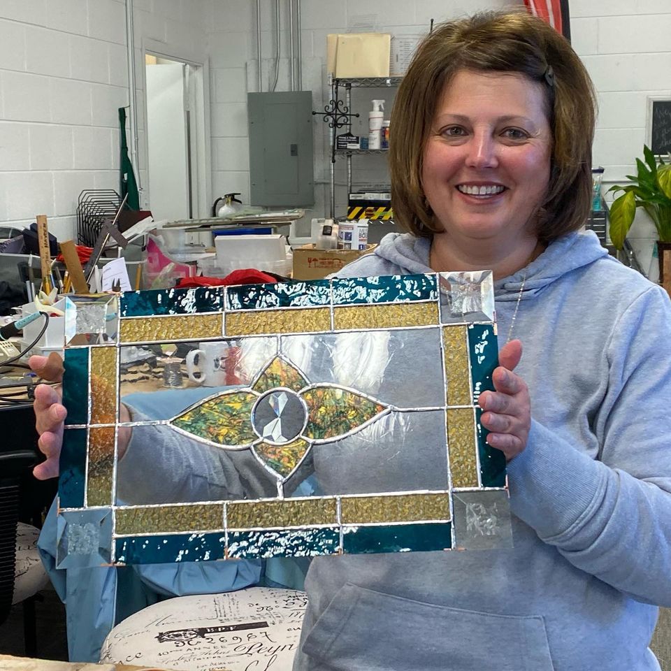 Woman with Stained Glass Art — Dyer, IN — The Cracked Glass