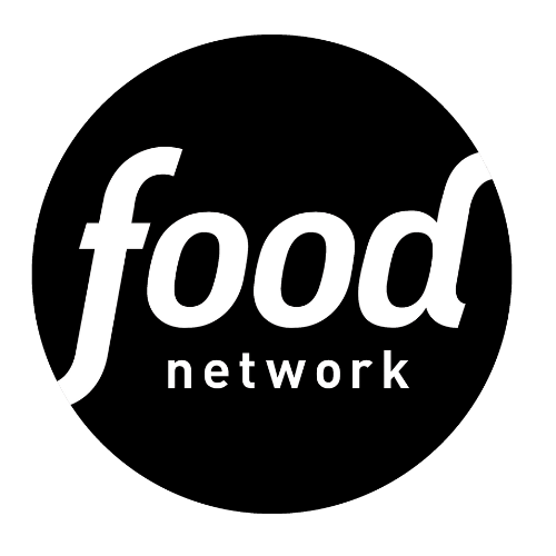 A black and white logo for the food network.