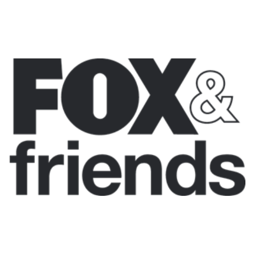 A black and white logo for fox and friends