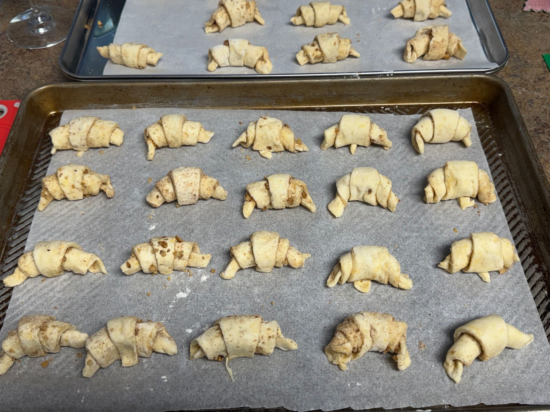 Ready to put the butterhorn cookies into the oven