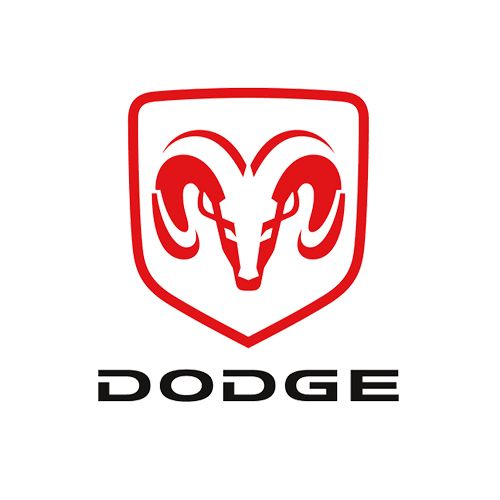 The dodge logo is a red ram head in a shield.