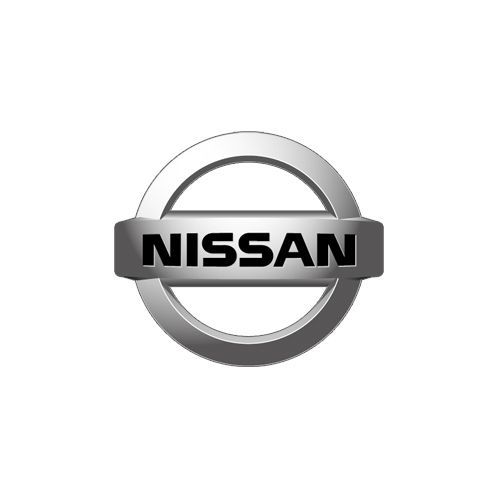 The nissan logo is on a white background.